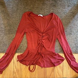 90s y2k style red long sleeve top